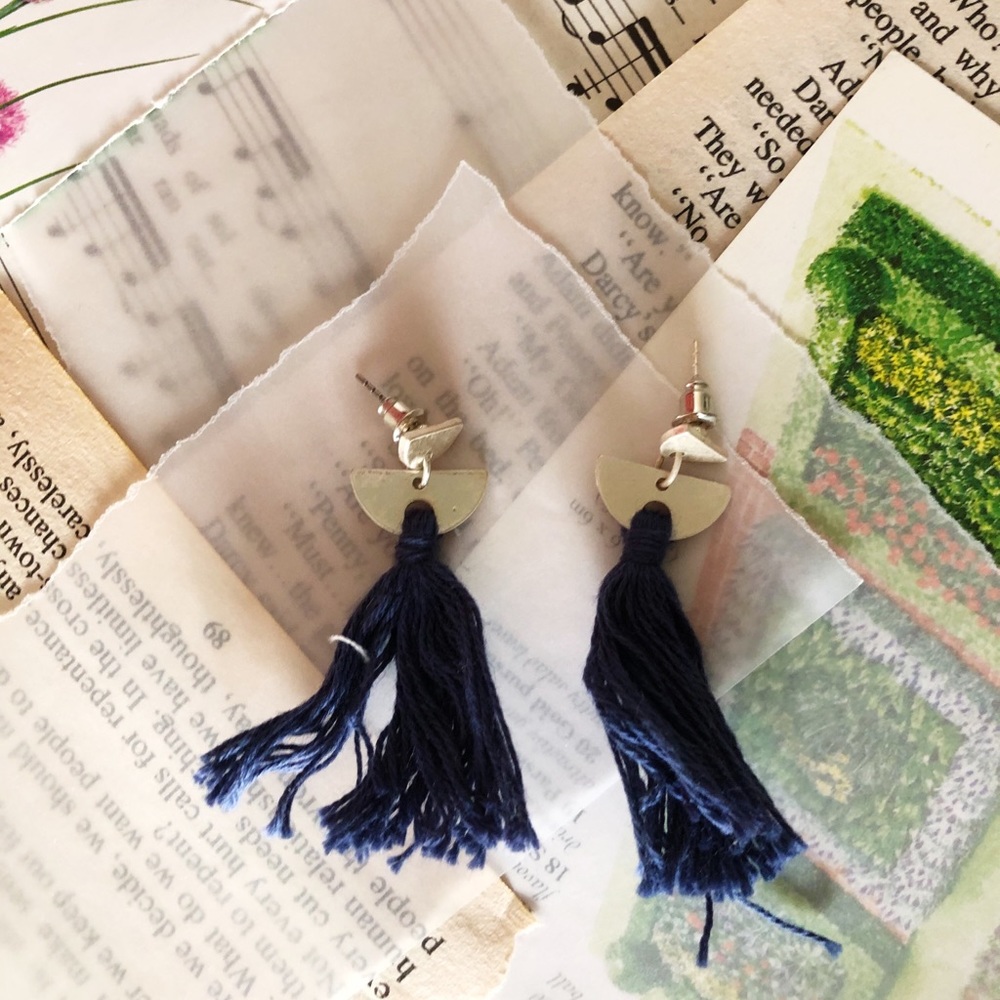 NEVER WORN 🌷Blue and silver tassel earrings
